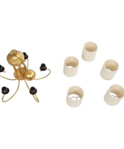 GLOBOSTAR® TRITON 203-0254 Vintage Κρεμαστό Φωτιστικό Οροφής με Ντουί 5 x E27 AC 220-240V IP20 – Χρυσό & Μπεζ – Μ50 x Π50 x Υ48cm