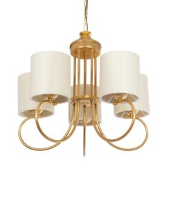 GLOBOSTAR® TRITON 203-0254 Vintage Κρεμαστό Φωτιστικό Οροφής με Ντουί 5 x E27 AC 220-240V IP20 – Χρυσό & Μπεζ – Μ50 x Π50 x Υ48cm