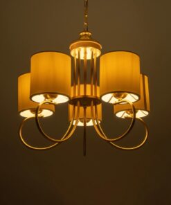 GLOBOSTAR® TRITON 203-0254 Vintage Κρεμαστό Φωτιστικό Οροφής με Ντουί 5 x E27 AC 220-240V IP20 – Χρυσό & Μπεζ – Μ50 x Π50 x Υ48cm