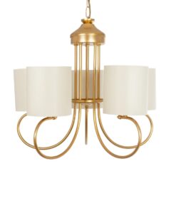 GLOBOSTAR® TRITON 203-0254 Vintage Κρεμαστό Φωτιστικό Οροφής με Ντουί 5 x E27 AC 220-240V IP20 – Χρυσό & Μπεζ – Μ50 x Π50 x Υ48cm