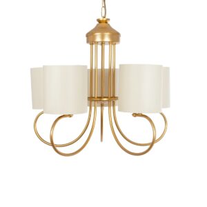 GLOBOSTAR® TRITON 203-0254 Vintage Κρεμαστό Φωτιστικό Οροφής με Ντουί 5 x E27 AC 220-240V IP20 – Χρυσό & Μπεζ – Μ50 x Π50 x Υ48cm