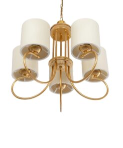 GLOBOSTAR® TRITON 203-0254 Vintage Κρεμαστό Φωτιστικό Οροφής με Ντουί 5 x E27 AC 220-240V IP20 – Χρυσό & Μπεζ – Μ50 x Π50 x Υ48cm