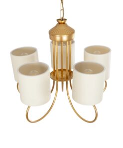 GLOBOSTAR® TRITON 203-0254 Vintage Κρεμαστό Φωτιστικό Οροφής με Ντουί 5 x E27 AC 220-240V IP20 – Χρυσό & Μπεζ – Μ50 x Π50 x Υ48cm