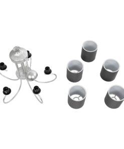 GLOBOSTAR® TRITON 203-0255 Vintage Κρεμαστό Φωτιστικό Οροφής με Ντουί 5 x E27 AC 220-240V IP20 – Ασημί & Γκρι – Μ50 x Π50 x Υ48cm