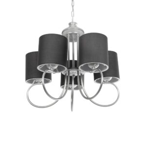 GLOBOSTAR® TRITON 203-0255 Vintage Κρεμαστό Φωτιστικό Οροφής με Ντουί 5 x E27 AC 220-240V IP20 – Ασημί & Γκρι – Μ50 x Π50 x Υ48cm