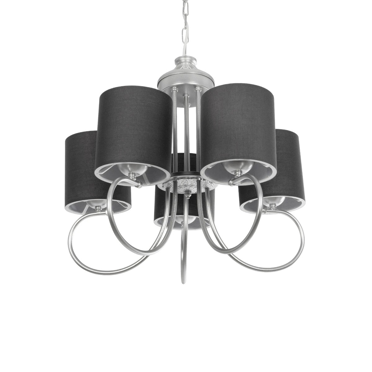 GLOBOSTAR® TRITON 203-0255 Vintage Κρεμαστό Φωτιστικό Οροφής με Ντουί 5 x E27 AC 220-240V IP20 – Ασημί & Γκρι – Μ50 x Π50 x Υ48cm