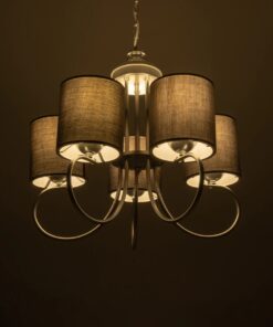 GLOBOSTAR® TRITON 203-0255 Vintage Κρεμαστό Φωτιστικό Οροφής με Ντουί 5 x E27 AC 220-240V IP20 – Ασημί & Γκρι – Μ50 x Π50 x Υ48cm