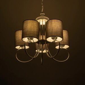 GLOBOSTAR® TRITON 203-0255 Vintage Κρεμαστό Φωτιστικό Οροφής με Ντουί 5 x E27 AC 220-240V IP20 – Ασημί & Γκρι – Μ50 x Π50 x Υ48cm