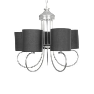 GLOBOSTAR® TRITON 203-0255 Vintage Κρεμαστό Φωτιστικό Οροφής με Ντουί 5 x E27 AC 220-240V IP20 – Ασημί & Γκρι – Μ50 x Π50 x Υ48cm