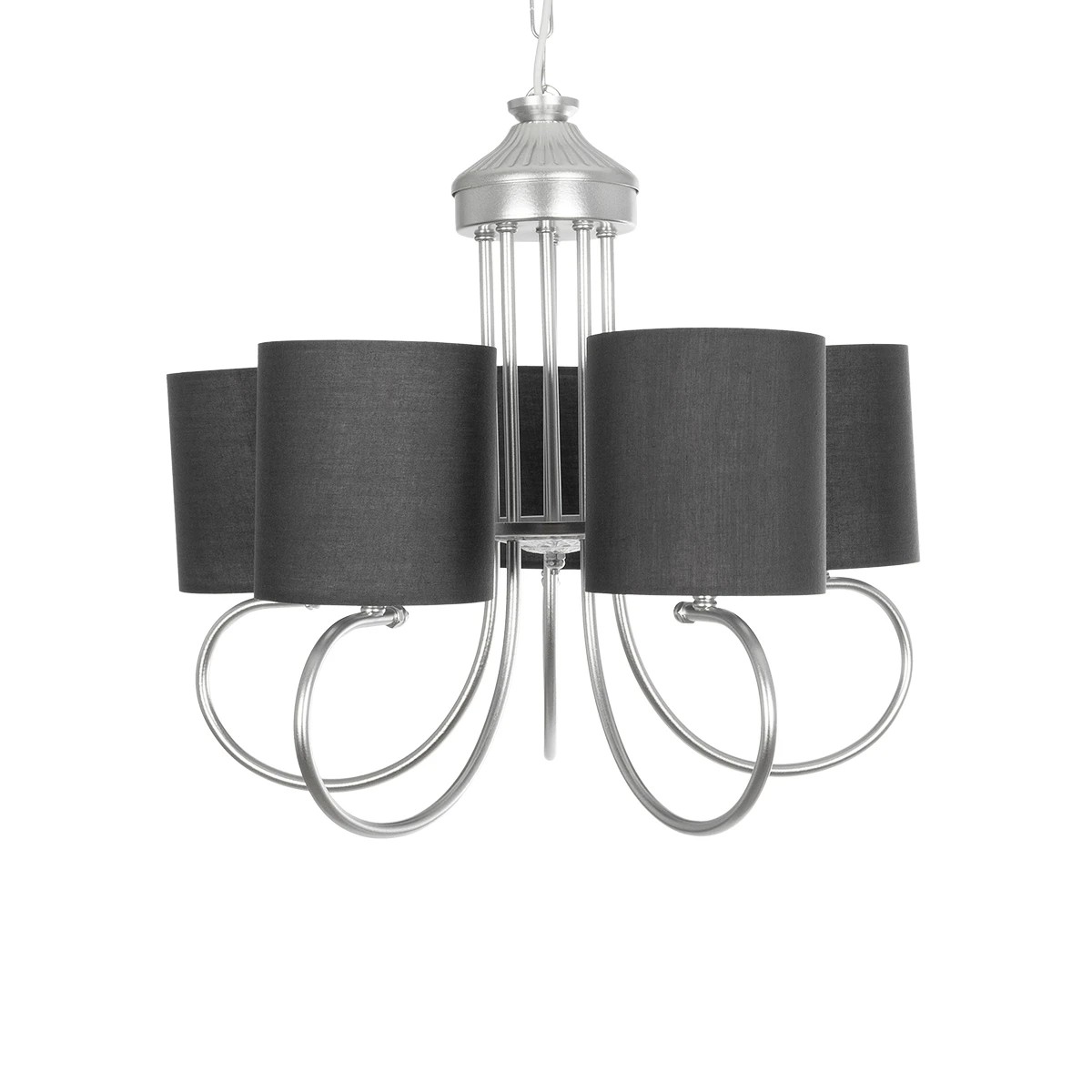 GLOBOSTAR® TRITON 203-0255 Vintage Κρεμαστό Φωτιστικό Οροφής με Ντουί 5 x E27 AC 220-240V IP20 – Ασημί & Γκρι – Μ50 x Π50 x Υ48cm