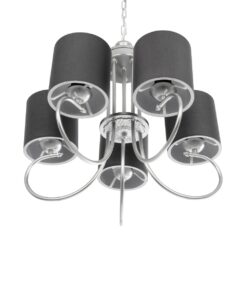 GLOBOSTAR® TRITON 203-0255 Vintage Κρεμαστό Φωτιστικό Οροφής με Ντουί 5 x E27 AC 220-240V IP20 – Ασημί & Γκρι – Μ50 x Π50 x Υ48cm