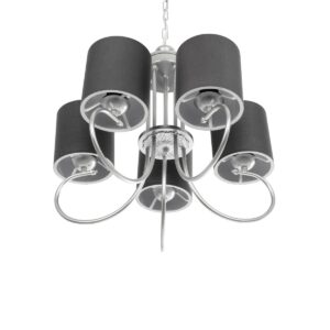 GLOBOSTAR® TRITON 203-0255 Vintage Κρεμαστό Φωτιστικό Οροφής με Ντουί 5 x E27 AC 220-240V IP20 – Ασημί & Γκρι – Μ50 x Π50 x Υ48cm