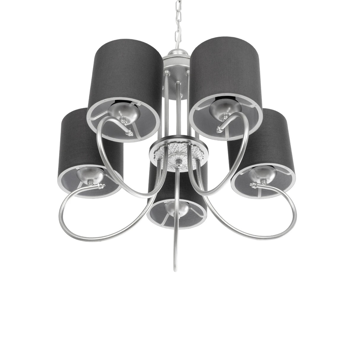 GLOBOSTAR® TRITON 203-0255 Vintage Κρεμαστό Φωτιστικό Οροφής με Ντουί 5 x E27 AC 220-240V IP20 – Ασημί & Γκρι – Μ50 x Π50 x Υ48cm