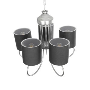 GLOBOSTAR® TRITON 203-0255 Vintage Κρεμαστό Φωτιστικό Οροφής με Ντουί 5 x E27 AC 220-240V IP20 – Ασημί & Γκρι – Μ50 x Π50 x Υ48cm