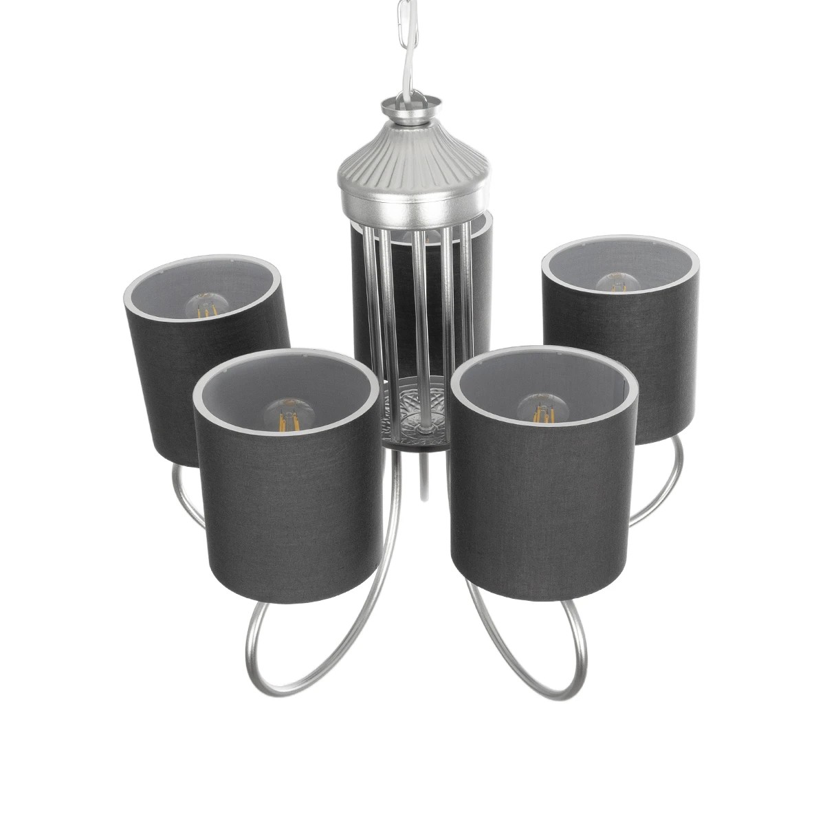 GLOBOSTAR® TRITON 203-0255 Vintage Κρεμαστό Φωτιστικό Οροφής με Ντουί 5 x E27 AC 220-240V IP20 – Ασημί & Γκρι – Μ50 x Π50 x Υ48cm