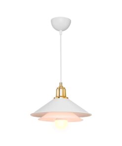 GLOBOSTAR® FERRO 203-0268 Μοντέρνο Κρεμαστό Φωτιστικό Οροφής με Ντουί 1 x E27 AC 220-240V IP20 – Λευκό & Χρυσό – Μ30 x Π30 x Υ19cm