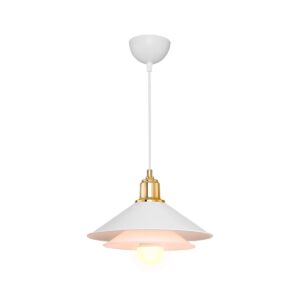 GLOBOSTAR® FERRO 203-0268 Μοντέρνο Κρεμαστό Φωτιστικό Οροφής με Ντουί 1 x E27 AC 220-240V IP20 – Λευκό & Χρυσό – Μ30 x Π30 x Υ19cm