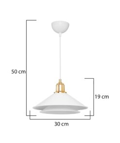 GLOBOSTAR® FERRO 203-0268 Μοντέρνο Κρεμαστό Φωτιστικό Οροφής με Ντουί 1 x E27 AC 220-240V IP20 – Λευκό & Χρυσό – Μ30 x Π30 x Υ19cm