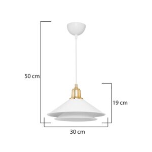 GLOBOSTAR® FERRO 203-0268 Μοντέρνο Κρεμαστό Φωτιστικό Οροφής με Ντουί 1 x E27 AC 220-240V IP20 – Λευκό & Χρυσό – Μ30 x Π30 x Υ19cm
