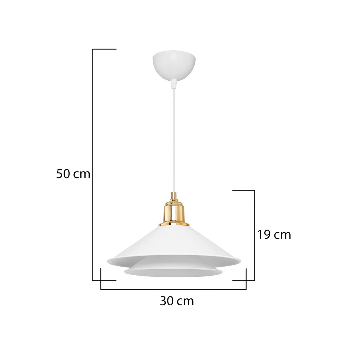 GLOBOSTAR® FERRO 203-0268 Μοντέρνο Κρεμαστό Φωτιστικό Οροφής με Ντουί 1 x E27 AC 220-240V IP20 – Λευκό & Χρυσό – Μ30 x Π30 x Υ19cm