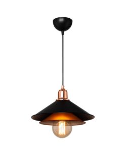 GLOBOSTAR® FERRO 203-0269 Μοντέρνο Κρεμαστό Φωτιστικό Οροφής με Ντουί 1 x E27 AC 220-240V IP20 – Μαύρο & Χάλκινο – Μ30 x Π30 x Υ19cm