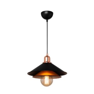 GLOBOSTAR® FERRO 203-0269 Μοντέρνο Κρεμαστό Φωτιστικό Οροφής με Ντουί 1 x E27 AC 220-240V IP20 – Μαύρο & Χάλκινο – Μ30 x Π30 x Υ19cm