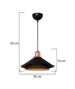 GLOBOSTAR® FERRO 203-0269 Μοντέρνο Κρεμαστό Φωτιστικό Οροφής με Ντουί 1 x E27 AC 220-240V IP20 – Μαύρο & Χάλκινο – Μ30 x Π30 x Υ19cm