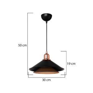 GLOBOSTAR® FERRO 203-0269 Μοντέρνο Κρεμαστό Φωτιστικό Οροφής με Ντουί 1 x E27 AC 220-240V IP20 – Μαύρο & Χάλκινο – Μ30 x Π30 x Υ19cm