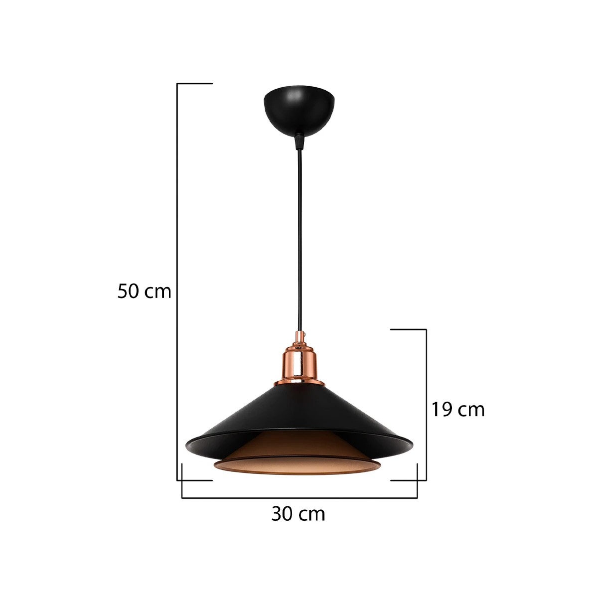 GLOBOSTAR® FERRO 203-0269 Μοντέρνο Κρεμαστό Φωτιστικό Οροφής με Ντουί 1 x E27 AC 220-240V IP20 – Μαύρο & Χάλκινο – Μ30 x Π30 x Υ19cm