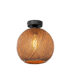GloboStar® CORDE 203-0270 Μοντέρνο Φωτιστικό Οροφής Μπάλα Μονόφωτο 1 x E27 IP20 Μπέζ Σχοίνι – Μ25 x Π25 x Υ25cm