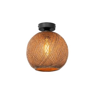 GloboStar® CORDE 203-0270 Μοντέρνο Φωτιστικό Οροφής Μπάλα Μονόφωτο 1 x E27 IP20 Μπέζ Σχοίνι – Μ25 x Π25 x Υ25cm