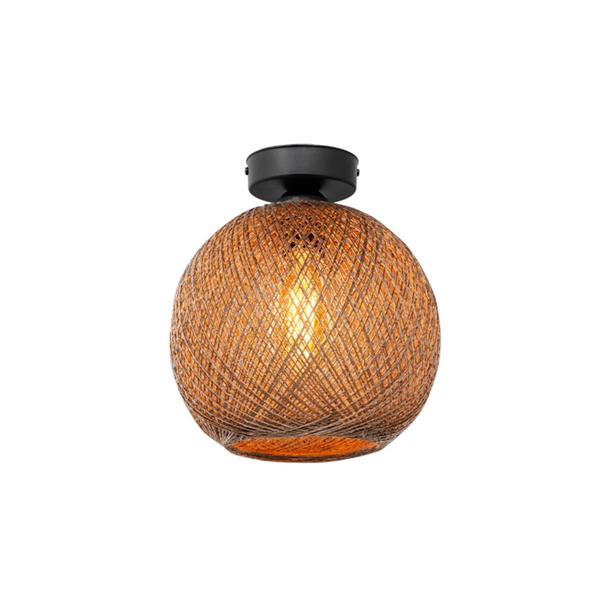 GloboStar® CORDE 203-0270 Μοντέρνο Φωτιστικό Οροφής Μπάλα Μονόφωτο 1 x E27 IP20 Μπέζ Σχοίνι – Μ25 x Π25 x Υ25cm