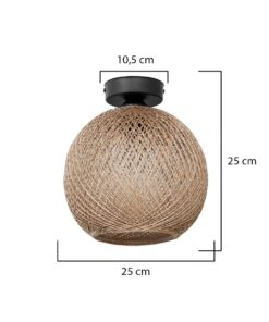 GloboStar® CORDE 203-0270 Μοντέρνο Φωτιστικό Οροφής Μπάλα Μονόφωτο 1 x E27 IP20 Μπέζ Σχοίνι – Μ25 x Π25 x Υ25cm