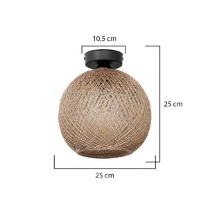 GloboStar® CORDE 203-0270 Μοντέρνο Φωτιστικό Οροφής Μπάλα Μονόφωτο 1 x E27 IP20 Μπέζ Σχοίνι – Μ25 x Π25 x Υ25cm