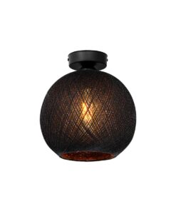 GloboStar® CORDER 203-0271 Μοντέρνο Φωτιστικό Οροφής Μπάλα Μονόφωτο 1 x E27 IP20 Μαύρο Σχοίνι – Μ25 x Π25 x Υ25cm