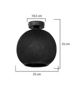GloboStar® CORDER 203-0271 Μοντέρνο Φωτιστικό Οροφής Μπάλα Μονόφωτο 1 x E27 IP20 Μαύρο Σχοίνι – Μ25 x Π25 x Υ25cm