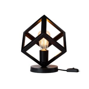 GloboStar® DISE 203-0272 Μοντέρνο Eπιτραπέζιο Φωτιστικό Μονόφωτο 1 x E27 IP20 Μαύρο Πλαστικό – Μ28 x Π28 x Υ29cm