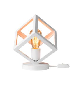 GloboStar® DISE 203-0273 Μοντέρνο Eπιτραπέζιο Φωτιστικό Μονόφωτο 1 x E27 IP20 Λευκό Πλαστικό – Μ28 x Π28 x Υ29cm