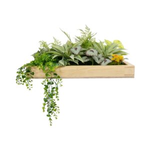 GloboStar® Artificial Garden VARIOUS PLANT 20641 Τεχνητό Διακοσμητικό Φυλλωσιάς σε Ξύλινο Πάνελ – Κάθετος Κήπος Μιξ Μ60 x Π60 x Υ32cm
