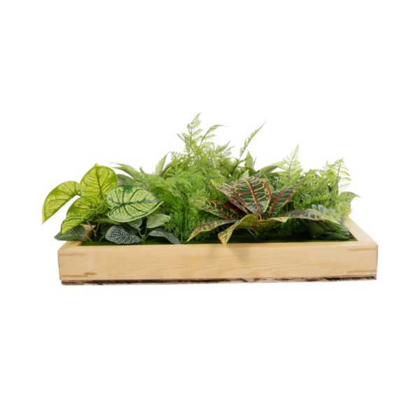GloboStar® Artificial Garden VARIOUS PLANT 20641 Τεχνητό Διακοσμητικό Φυλλωσιάς σε Ξύλινο Πάνελ – Κάθετος Κήπος Μιξ Μ60 x Π60 x Υ32cm
