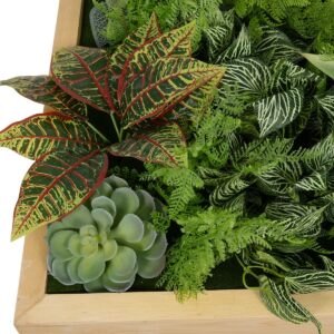 GloboStar® Artificial Garden VARIOUS PLANT 20641 Τεχνητό Διακοσμητικό Φυλλωσιάς σε Ξύλινο Πάνελ – Κάθετος Κήπος Μιξ Μ60 x Π60 x Υ32cm