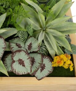 GloboStar® Artificial Garden VARIOUS PLANT 20641 Τεχνητό Διακοσμητικό Φυλλωσιάς σε Ξύλινο Πάνελ – Κάθετος Κήπος Μιξ Μ60 x Π60 x Υ32cm