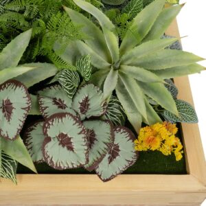 GloboStar® Artificial Garden VARIOUS PLANT 20641 Τεχνητό Διακοσμητικό Φυλλωσιάς σε Ξύλινο Πάνελ – Κάθετος Κήπος Μιξ Μ60 x Π60 x Υ32cm