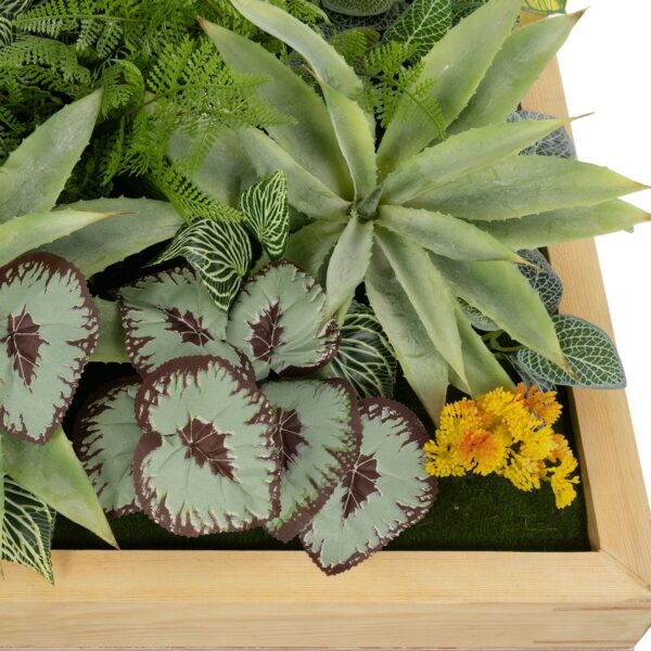 GloboStar® Artificial Garden VARIOUS PLANT 20641 Τεχνητό Διακοσμητικό Φυλλωσιάς σε Ξύλινο Πάνελ – Κάθετος Κήπος Μιξ Μ60 x Π60 x Υ32cm