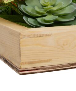 GloboStar® Artificial Garden VARIOUS PLANT 20641 Τεχνητό Διακοσμητικό Φυλλωσιάς σε Ξύλινο Πάνελ – Κάθετος Κήπος Μιξ Μ60 x Π60 x Υ32cm