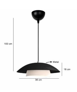 GLOBOSTAR® AURA 204-0117 Μοντέρνο Κρεμαστό Φωτιστικό Οροφής με Ντουί 1 x E27 AC 220-240V IP20 – Μαύρο & Λευκό – Μ31 x Π31 x Υ27cm