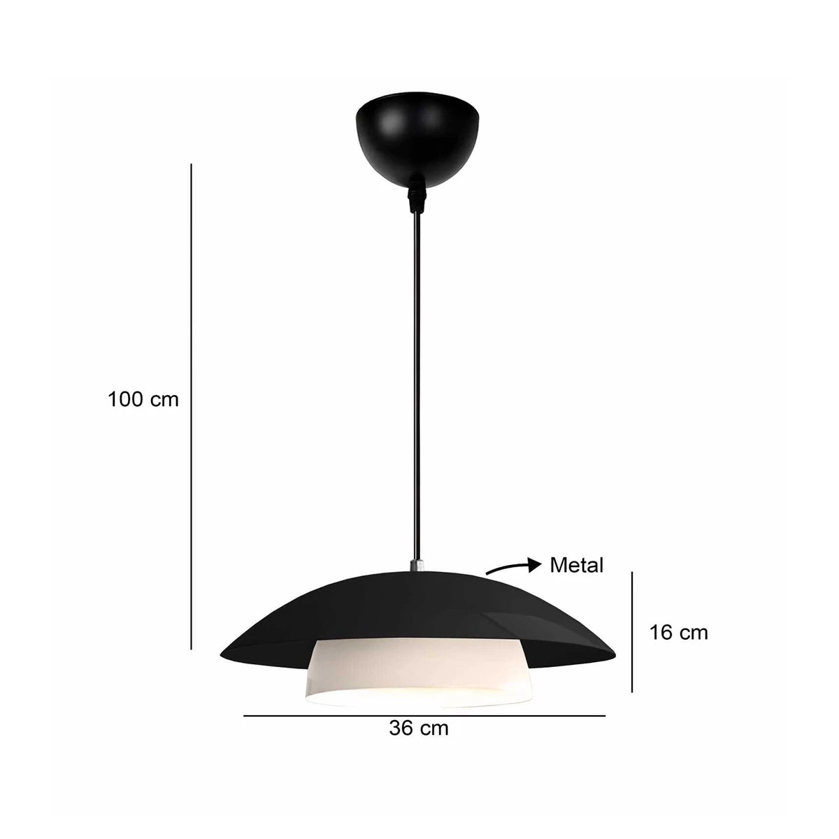 GLOBOSTAR® AURA 204-0117 Μοντέρνο Κρεμαστό Φωτιστικό Οροφής με Ντουί 1 x E27 AC 220-240V IP20 – Μαύρο & Λευκό – Μ31 x Π31 x Υ27cm