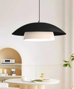 GLOBOSTAR® AURA 204-0117 Μοντέρνο Κρεμαστό Φωτιστικό Οροφής με Ντουί 1 x E27 AC 220-240V IP20 – Μαύρο & Λευκό – Μ31 x Π31 x Υ27cm