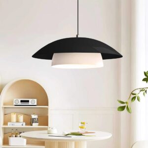 GLOBOSTAR® AURA 204-0117 Μοντέρνο Κρεμαστό Φωτιστικό Οροφής με Ντουί 1 x E27 AC 220-240V IP20 – Μαύρο & Λευκό – Μ31 x Π31 x Υ27cm