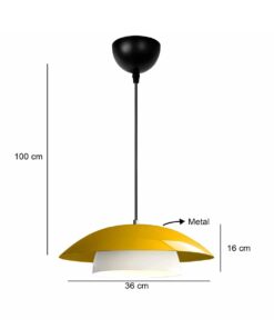 GLOBOSTAR® AURA 204-0118 Μοντέρνο Κρεμαστό Φωτιστικό Οροφής με Ντουί 1 x E27 AC 220-240V IP20 – Κίτρινο & Λευκό – Μ31 x Π31 x Υ27cm